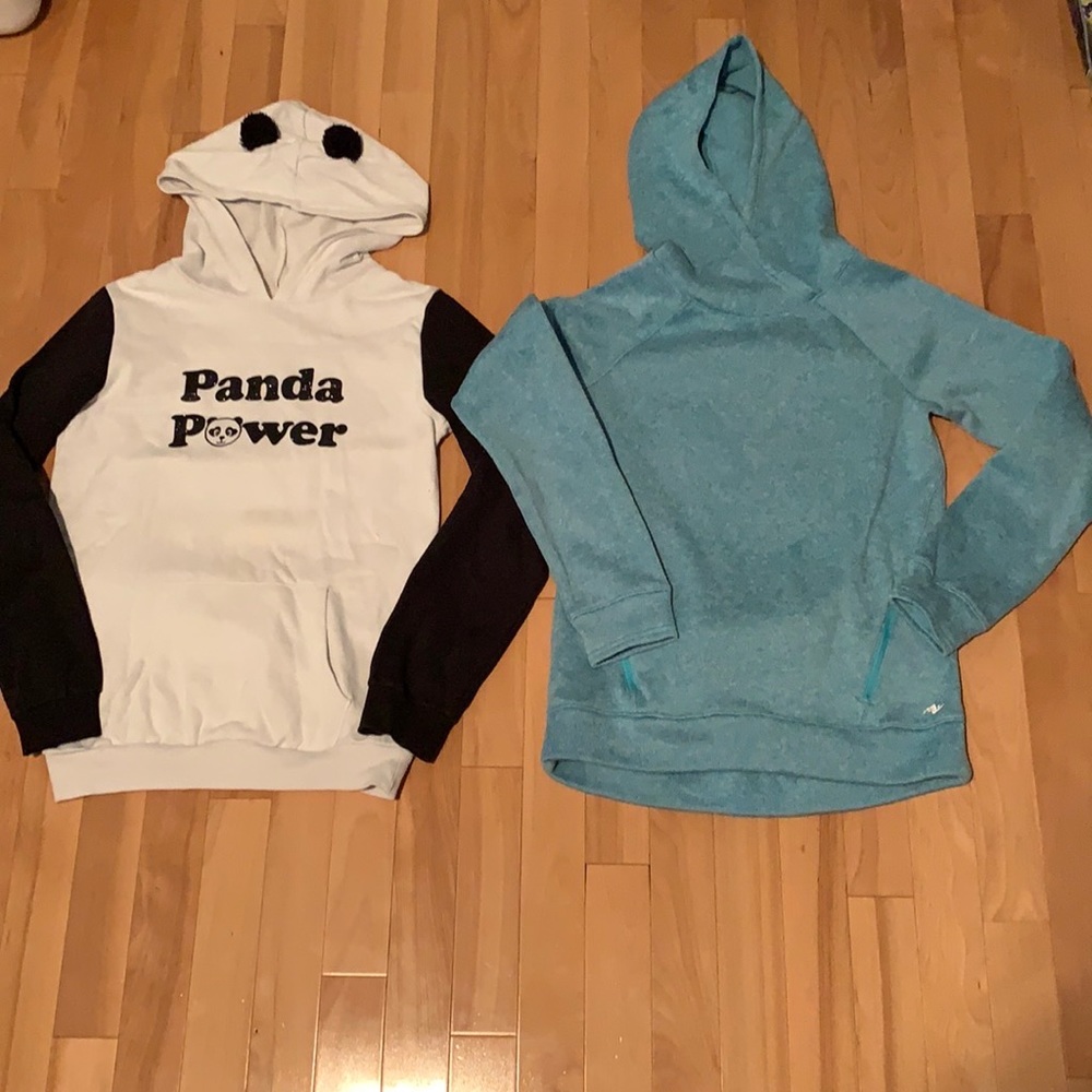 EUC/VGUC Panda Hoodie & Blueish/Teal colour Hoodie - size XL (14/16)